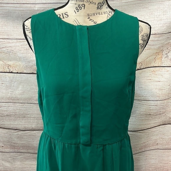 J Crew Dress Shift Half Placket Sleeveless Pockets Green Size 2 - Picture 3 of 12